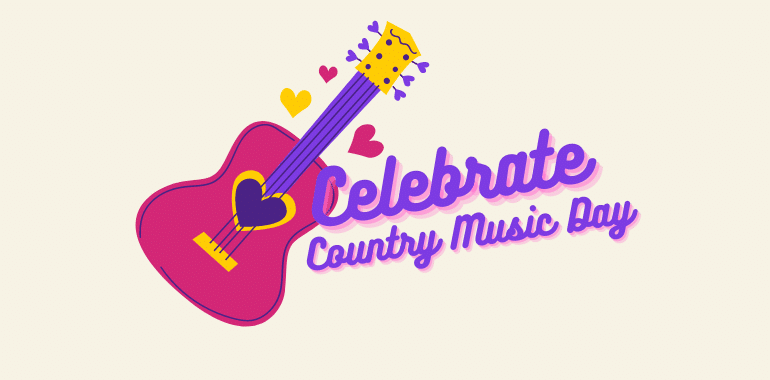Guitar next to text saying Celebrate Country Music Day